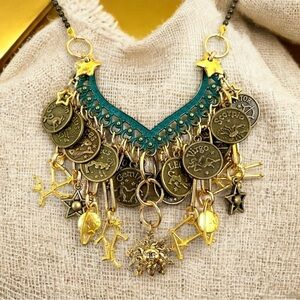 Zodiac necklace Unique one if a kind necklace. Astrology jewelry Boho jewelry
